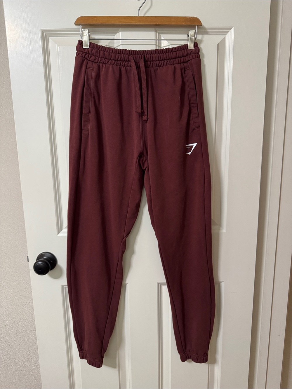 Gymshark Maroon Athletic Joggers with White Logo